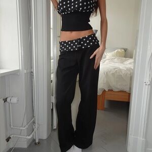 design by si | CALSIA SUIT PANTS WITH POLKA DOTTED TRIM - BLACK